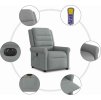 Elektrické masážní polohovací křeslo textil [3303304] (Barva Světle šedá)