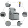Elektrické zvedací masážní polohovací křeslo textil [3303164] (Barva Světle šedá)