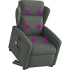 Elektrické zvedací masážní polohovací křeslo textil [3303164] (Barva Světle šedá)