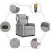 Elektrické zvedací masážní polohovací křeslo textil [3303164] (Barva Světle šedá)