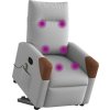 Zvedací masážní polohovací křeslo textil [3324014] (Barva Světle šedá)