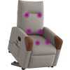 Zvedací masážní polohovací křeslo textil [3324014] (Barva Světle šedá)