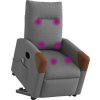 Elektrické zvedací masážní polohovací křeslo textil [3324031] (Barva Tmavě šedá)