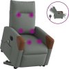Elektrické zvedací masážní polohovací křeslo textil [3324031] (Barva Tmavě šedá)