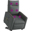 Zvedací masážní polohovací křeslo textil [3324060] (Barva Tmavě šedá)
