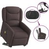 Elektrické zvedací masážní polohovací křeslo textil [3303229] (Barva Tmavě hnědá)