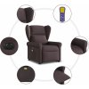 Elektrické zvedací masážní polohovací křeslo textil [3303409] (Barva Tmavě hnědá)