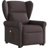 Elektrické zvedací masážní polohovací křeslo textil [3303409] (Barva Tmavě hnědá)