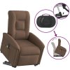 Elektrické zvedací masážní polohovací křeslo textil [3303288] (Barva Hnědá)