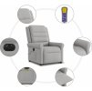 Elektrické zvedací masážní polohovací křeslo textil [3303344] (Barva Světle šedá)