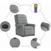 Elektrické zvedací masážní polohovací křeslo textil [3303344] (Barva Světle šedá)
