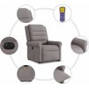 Elektrické zvedací masážní polohovací křeslo textil [3303344] (Barva Světle šedá)