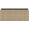 Zahradní lavice s polštářem 110x40x44 cm Poly ratan [4104148] (Barva béžová a šedá)