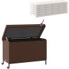 Zahradní úložný box s kolečky 110x55x73 cm polyratan [4103827] (Barva Hnědá)
