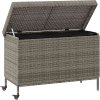 Zahradní úložný box s kolečky 110x55x73 cm polyratan [4103827] (Barva Hnědá)