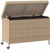 Zahradní úložný box s kolečky 110x55x73 cm polyratan [4103827] (Barva Hnědá)