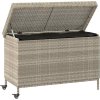 Zahradní úložný box s kolečky 110x55x73 cm polyratan [4103827] (Barva Hnědá)