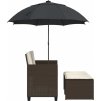 Zahradní pohovka 2místná se slunečníkem a taburety [365885] (Barva Šedá)