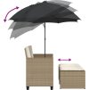Zahradní pohovka 2místná se slunečníkem a taburety [365885] (Barva Šedá)