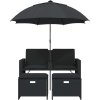 Zahradní pohovka 2místná se slunečníkem a taburety [365885] (Barva Šedá)