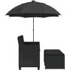 Zahradní pohovka 2místná se slunečníkem a taburety [365885] (Barva Šedá)