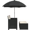 Zahradní pohovka 2místná se slunečníkem a taburety [365885] (Barva Šedá)
