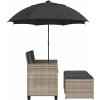 Zahradní pohovka 2místná se slunečníkem a taburety [365885] (Barva Šedá)