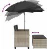 Zahradní pohovka 2místná se slunečníkem a taburety [365885] (Barva Šedá)