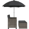Zahradní pohovka 2místná se slunečníkem a taburety [365885] (Barva Šedá)