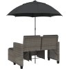 Zahradní pohovka 2místná se slunečníkem a taburety [365885] (Barva Šedá)