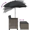 Zahradní pohovka 2místná se slunečníkem a taburety [365885] (Barva Šedá)
