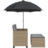 Zahradní pohovka 2místná se slunečníkem a taburety [365885] (Barva Šedá)