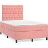 Box spring postel s matrací a LED 120x190 cm samet [3270334] (Barva Růžová)
