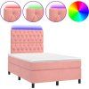 Box spring postel s matrací a LED 120x190 cm samet [3270334] (Barva Růžová)