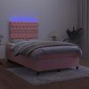 Box spring postel s matrací a LED 120x190 cm samet [3270334] (Barva Růžová)