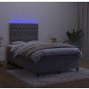 Box spring postel s matrací a LED 120x190 cm samet [3270334] (Barva Růžová)
