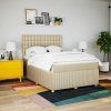 Box spring postel s matrací 140x190 cm textil [3292070] (Barva Krémová)