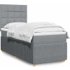 Box spring postel s matrací 90x190 cm textil [3294211] (Barva Světle šedá)