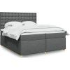 Box spring postel s matrací 200x200 cm textil [3291404] (Barva Tmavě hnědá)