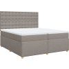 Box spring postel s matrací 200x200 cm textil [3291404] (Barva Tmavě hnědá)
