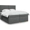 Box spring postel s matrací 200x200 cm textil [3293682] (Barva Černá)