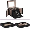 Šperkovnice 4vrstvá zrcadlem uzamykatelná 22,5x17,5x16,5cm [4103561] (Barva Černá)