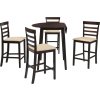 Barový stůl a židle sada 5 kusů z masivního dřeva [275234] (Barva tmavě hnědá a bílá)
