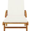 Zahradní lehátka 2 ks se stolkem masivní akácie [3206367] (Barva Krémová)