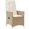 Polohovací zahradní křeslo s poduškami polyratan [365639] (Barva Hnědá a krémová)