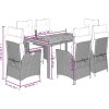 7dílný zahradní jídelní set s poduškami polyratan [3213109] (Barva Šedá)