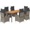 7dílný zahradní jídelní set s poduškami polyratan [3213109] (Barva Šedá)