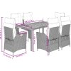 7dílný zahradní jídelní set s poduškami polyratan [3213109] (Barva Šedá)