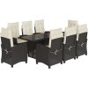 9dílný zahradní jídelní set s poduškami polyratan [3212687] (Barva Hnědá a krémová)
