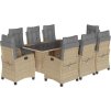 9dílný zahradní jídelní set s poduškami polyratan [3212687] (Barva Hnědá a krémová)